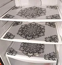 Refrigerator Cover And Mat Combo - 1 Top Cover, 2 Handle Covers And 3 Fridge Inside Shelf Mats-thumb2