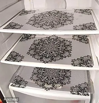 Refrigerator Cover And Mat Combo - 1 Top Cover, 2 Handle Covers And 3 Fridge Inside Shelf Mats-thumb3