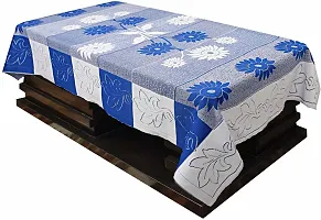 Fancy Floral 4 Seater Table Cover(Blue, White, Cotton)-thumb2