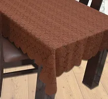 Fancy Self Design 6 Seater Table Cover(Brown, Cotton)-thumb3