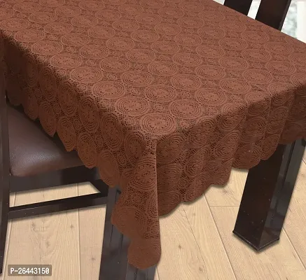 Fancy Self Design 6 Seater Table Cover(Brown, Cotton)-thumb4