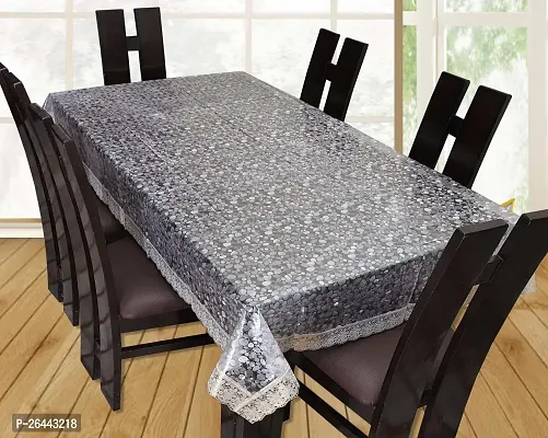 Fancy Self Design 6 Seater Table Cover(White, Pvc)-thumb0