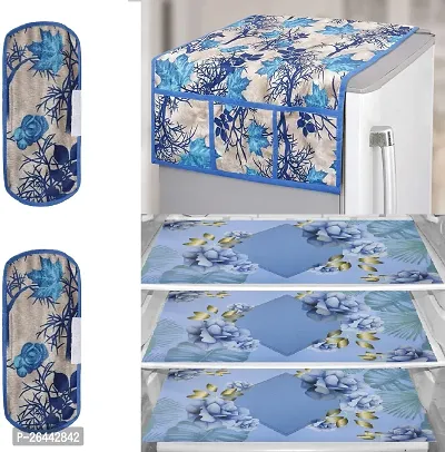 Fancy Refrigerator Cover(Width: 53 Cm, Blue)-thumb0