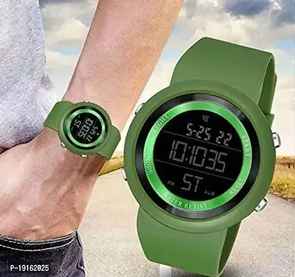 Stylish Green Silicone Digital Watches For Men-thumb0