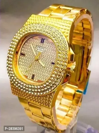 Stylish Golden Metal Analog Watches For Women-thumb0