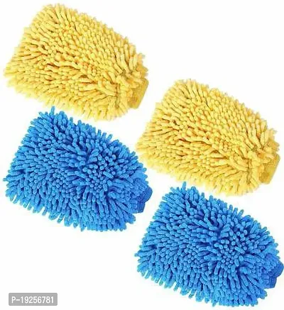 Premium Quality Microfiber Vehicle Washing Hand Glove Pack Of 4-thumb0