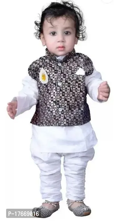 Stylish Fancy Silk Blend Self Pattern Clothing Set For Boys-thumb0