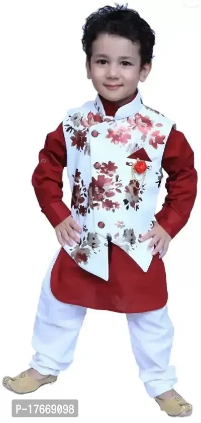 Stylish Fancy Silk Blend Self Pattern Clothing Set For Boys