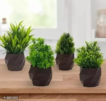 Brown Pot Variety Pack 4 Small Artificial Plants  Contemporary Touch for Your Decor Perfect for Minimalist Spaces  JJ Plastic