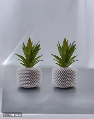 2 Pc Succulent Small Mini Plant Exquisite Faux Plant with Pot For Home DecorWhite Pack of 2-thumb0