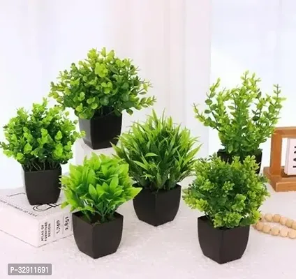 6 Pack Fake Plants in Black PotMini Artificial Eucalyptus Potted PlantSmall Faux Grass Greenery Potted Plants for Indoor Home Office Farmhouse Bathroom Table Decoration