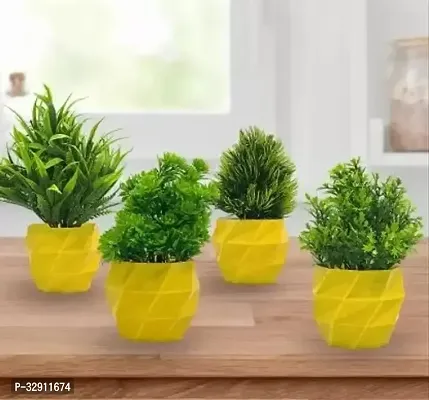 Cheerful Yellow Greens Set of Four Artificial Plants  Lively Accents for a Vibrant Look Perfect for Contemporary Living  JJ Plastic