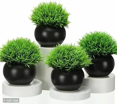 Fake Plants Artificial Greenery Desk Plant  Modern Bathroom Shelf Decor for Bedroom Aesthetic Home Office and Indoor Spaces Puffy Black 4