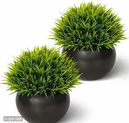 Fake Plants Artificial Greenery Desk Plant  Modern Bathroom Shelf Decor for Bedroom Aesthetic Home Office and Indoor Spaces Puffy Black 2