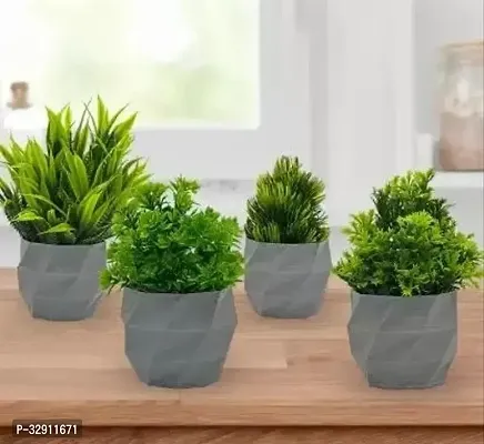 Cheerful Grey Greens Set of Four Artificial Plants  Lively Accents for a Vibrant Look Perfect for Contemporary Living  JJ Plastic-thumb0