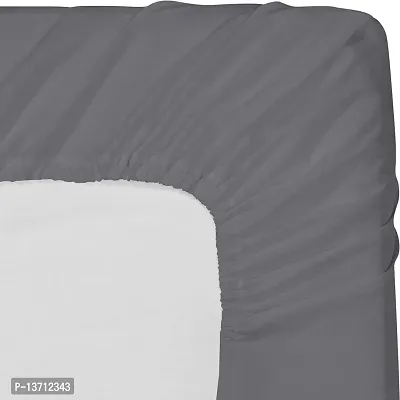 AVISARDO 200TC Solid Color Elastic bedsheet King Size Double Bed with 2 Pillow Cover -Size 72*78*8 Inches, Dark Grey-thumb4