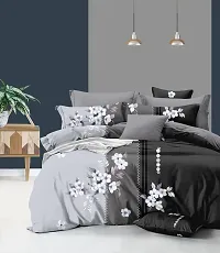 AVISARDO Glace Cotton 200TC Flat Printed Double Bed Bedsheets with 2 Pillow Cover - King Size 90x90. (Black Grey)-thumb3