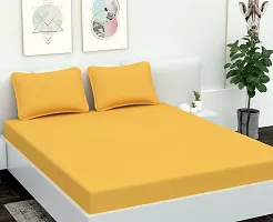 AVESARDO - Home Super Solid 144 TC Microfiber Double King Bedsheet with 2 Pillow Cover (Yellow, King)-thumb2