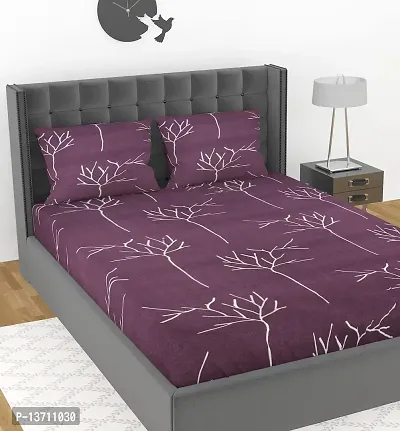 Avisardo Printed Elastic Fitted King Size Double Bedsheet with Pillow Covers Size 78x72x8 Inchs- Maroon