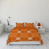 AVISARDO Glace Cotton 200TC Flat Printed Double Bed Bedsheets with 2 Pillow Cover - King Size 90x90. (Orange)-thumb3