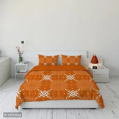 AVISARDO Glace Cotton 200TC Flat Printed Double Bed Bedsheets with 2 Pillow Cover - King Size 90x90. (Orange)-thumb4