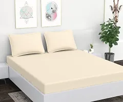 AVESARDO - Home Super Solid 144 TC Microfiber Double King Bedsheet with 2 Pillow Cover (Ivory, King)-thumb1