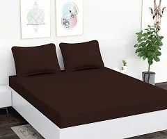 AVESARDO - Home Super Solid 144 TC Microfiber Double King Bedsheet with 2 Pillow Cover (Dark Brown, King)-thumb1