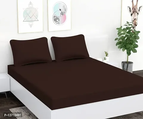 AVESARDO - Home Super Solid 144 TC Microfiber Double King Bedsheet with 2 Pillow Cover (Dark Brown, King)-thumb2