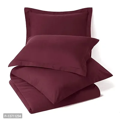 AVESARDO - Home Super Solid 144 TC Microfiber Double King Bedsheet with 2 Pillow Cover (Wine, King)-thumb3