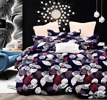 AVISARDO Glace Cotton 200TC Elastic Fitted Printed Double Bed Bedsheets with 2 Pillow Cover - King Size 78 x 72 (Black Patta)-thumb1