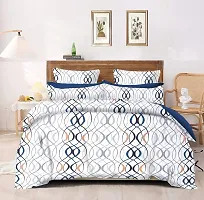 AVISARDO Glace Cotton 200TC Flat Printed Double Bed Bedsheets with 2 Pillow Cover - King Size 90x90. (White Zig zag)-thumb3