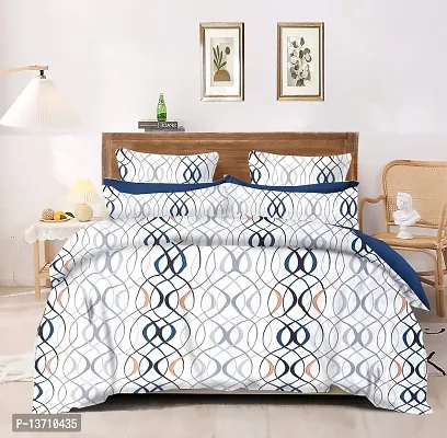 AVISARDO Glace Cotton 200TC Flat Printed Double Bed Bedsheets with 2 Pillow Cover - King Size 90x90. (White Zig zag)-thumb4