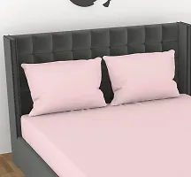 Avisardo 300TC Plain Elastic bedsheet King Size Double Bed with Pillow Covers Size 78x72x8 Inchs- Rose Pink-thumb2