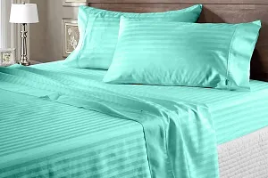 DECOREZA Glace Cotton Plain Solid  Striped Bedsheet for Single Bed with 1 Pillow Cover Size 228cm x 152 cm, for Hotels |Home |Hospital |Guest House-thumb1