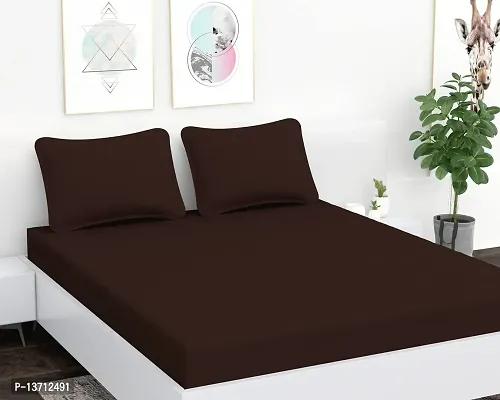 AVESARDO - Home Super Solid 144 TC Microfiber Double King Bedsheet with 2 Pillow Cover (Dark Brown, King)