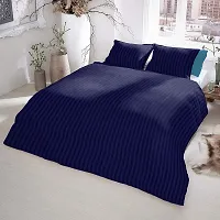 DECOREZA Glace Cotton Plain Solid  Striped Bedsheet for Single Bed with 1 Pillow Cover Size 228cm x 152 cm, for Hotels |Home |Hospital |Guest House-thumb1