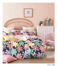 AVISARDO Glace Cotton 200TC Elastic Fitted Printed Double Bed Bedsheets with 2 Pillow Cover - King Size 78 x 72 (Pink Multi)-thumb3