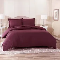 AVESARDO - Home Super Solid 144 TC Microfiber Double King Bedsheet with 2 Pillow Cover (Wine, King)-thumb1