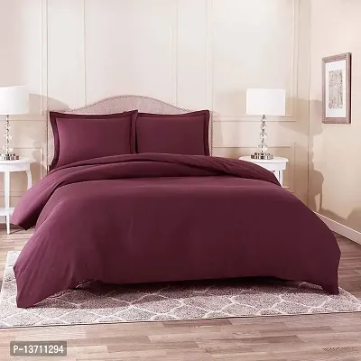 AVESARDO - Home Super Solid 144 TC Microfiber Double King Bedsheet with 2 Pillow Cover (Wine, King)-thumb2