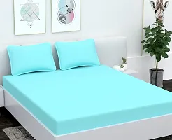 AVESARDO - Home Super Solid 144 TC Microfiber Double King Bedsheet with 2 Pillow Cover (Aqua, King)-thumb2