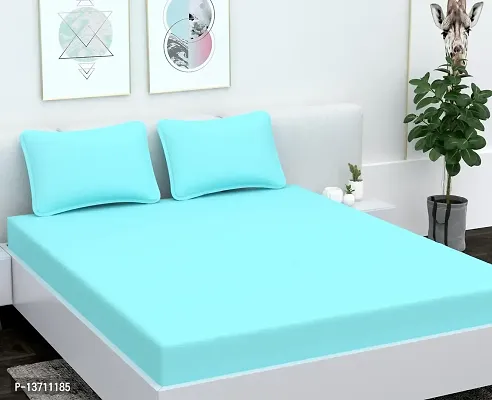 AVESARDO - Home Super Solid 144 TC Microfiber Double King Bedsheet with 2 Pillow Cover (Aqua, King)-thumb3