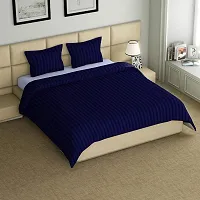 DECOREZA Glace Cotton Plain Solid  Striped Bedsheet for Single Bed with 1 Pillow Cover Size 228cm x 152 cm, for Hotels |Home |Hospital |Guest House-thumb2