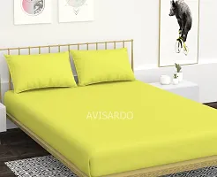 AVISARDO 200TC Solid Color Elastic bedsheet King Size Double Bed with 2 Pillow Cover -Size 72*78*8 Inches, Neon-thumb1