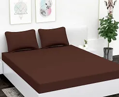 AVESARDO - Home Super Solid 144 TC Microfiber Double King Bedsheet with 2 Pillow Cover (Brown, King)-thumb2