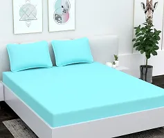 AVESARDO - Home Super Solid 144 TC Microfiber Double King Bedsheet with 2 Pillow Cover (Aqua, King)-thumb1