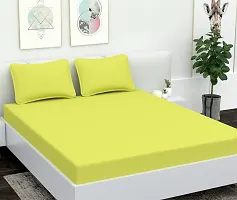 AVESARDO - Home Super Solid 144 TC Microfiber Double King Bedsheet with 2 Pillow Cover (Neon, King)-thumb1