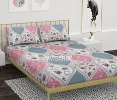 AVISARDO Printed 200 TC Elastic bedsheet King Size Double bedsheets with 2 Pillow Cover- 72*78*8 Inch, Moon Fitted-thumb3