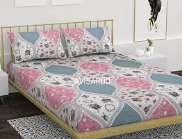 AVISARDO Printed 200 TC Elastic bedsheet King Size Double bedsheets with 2 Pillow Cover- 72*78*8 Inch, Moon Fitted-thumb1