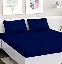 AVESARDO - Home Super Solid 144 TC Microfiber Double King Bedsheet with 2 Pillow Cover (Navy, King)-thumb1