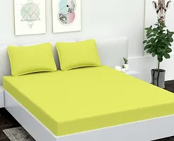 AVESARDO - Home Super Solid 144 TC Microfiber Double King Bedsheet with 2 Pillow Cover (Neon, King)-thumb2